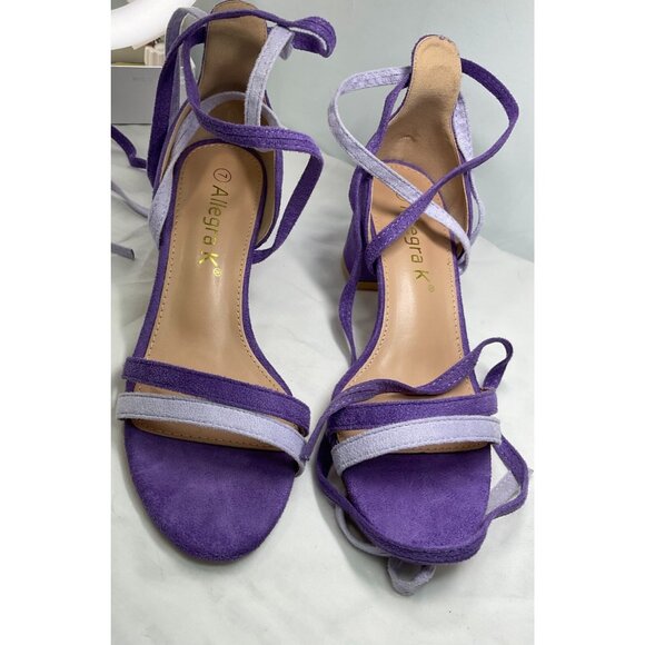 NEW Allegra K Women's Open Toe Color Block Heel Lace Up Sandals SZ 7 - Picture 4 of 16
